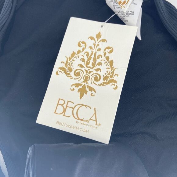 Becca American Fit Womens Black New Ribbed Bikini Bottom US Small - Picture 5 of 8